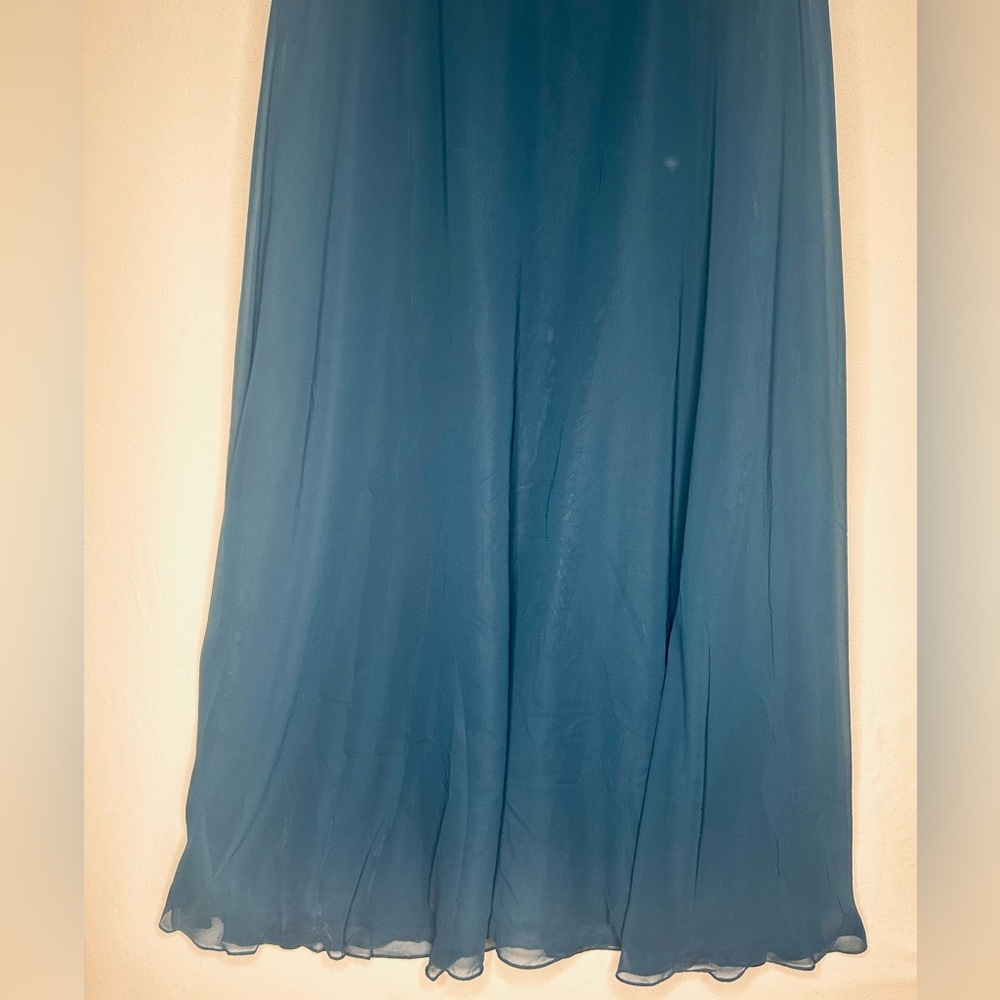 Azazie Fatiola Navy A-Line Boatneck sequins Chiffon bridesmaids dress size 14 - Picture 5 of 16